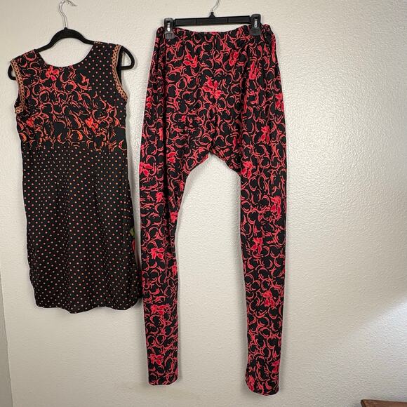 Approx Size S/M Kurta Set Top & Pants Stretch Elastic Floral Boho Paisley Design - Picture 7 of 10